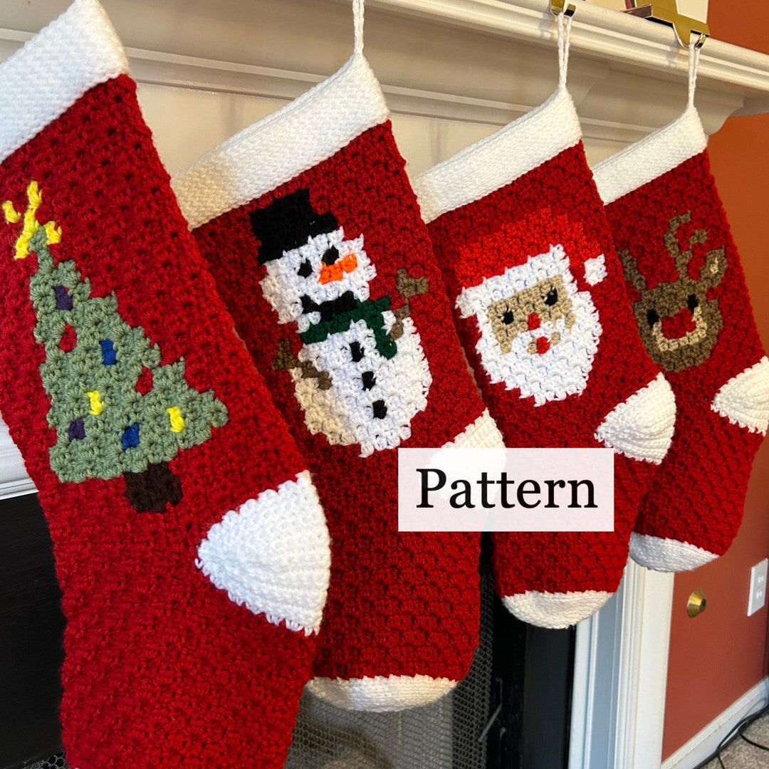 Customizable Christmas Stocking Crochet Pattern, DIY Holiday Decor