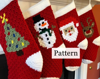 Customizable Christmas Stocking Crochet Pattern, DIY Holiday Decor