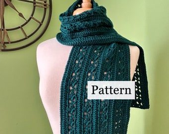Diamond Vines Scarf Crochet Pattern, Easy Lacy Scarf Instructions