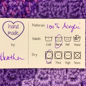 Printable Care Instructions Tags for Handmade Items - Letter and A4 Sizes
