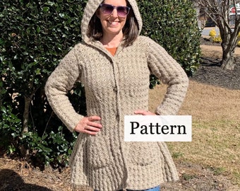 Princess Cardigan Jacket Crochet Pattern, Women's Hooded Sweater Instructions