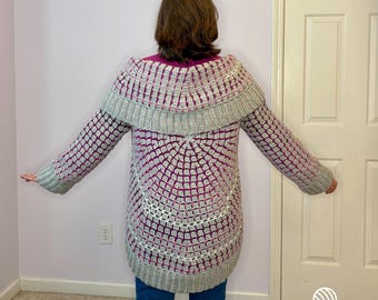 Concentric Cardigan Crochet Pattern, Mandala Sweater Instructions