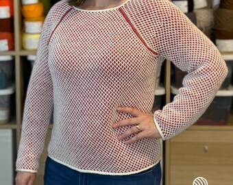 Duotone Tunisian Raglan Crochet Pattern, Two-Color Women's Sweater