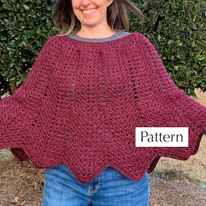 Granny Ripple Poncho Crochet Pattern, Easy Instructions, Unique Poncho