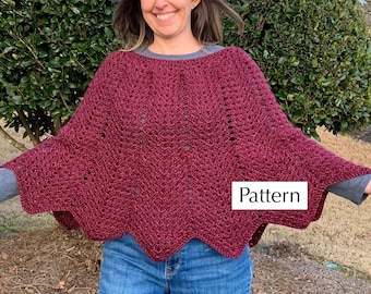 Granny Ripple Poncho Crochet Pattern, Easy Instructions, Unique Poncho