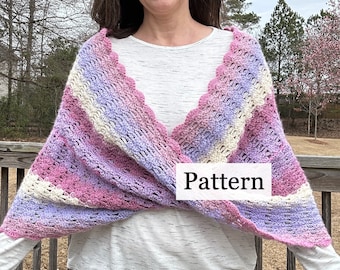 Infinity Twist Shawl Crochet Pattern, Easy Instructions, Mobius Poncho