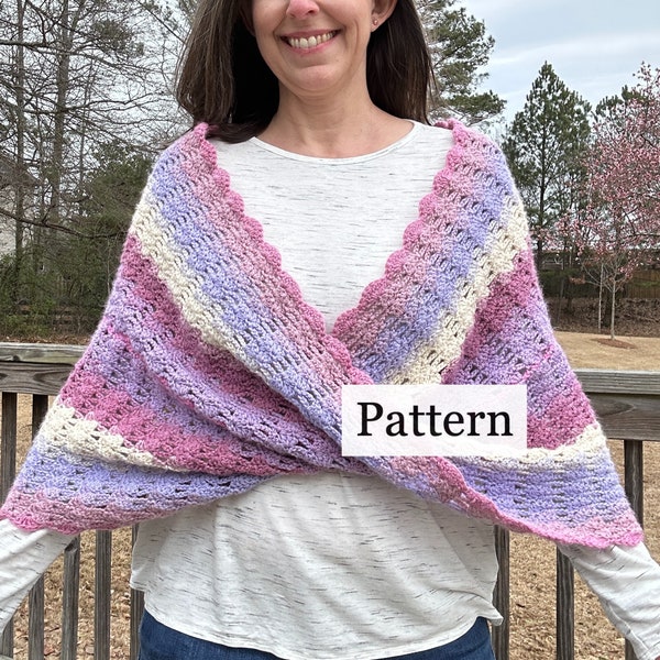 Infinity Twist Shawl Crochet Pattern, Easy Instructions, Mobius Poncho