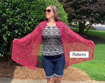 Lattice Wrap Shawl Crochet Pattern, Easy Elegant Crochet Shawl Instructions