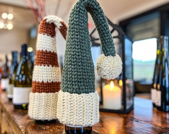 Crochet Santa Hat Wine Topper PATTERN | Crochet Wine Bag | Crochet Wine Bottle Cozy | Christmas Crochet Pattern | Crochet Gifts