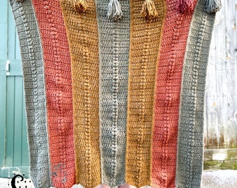 Harvest Crochet Blanket Pattern: Chunky Afghan with Tassels (PDF Pattern)