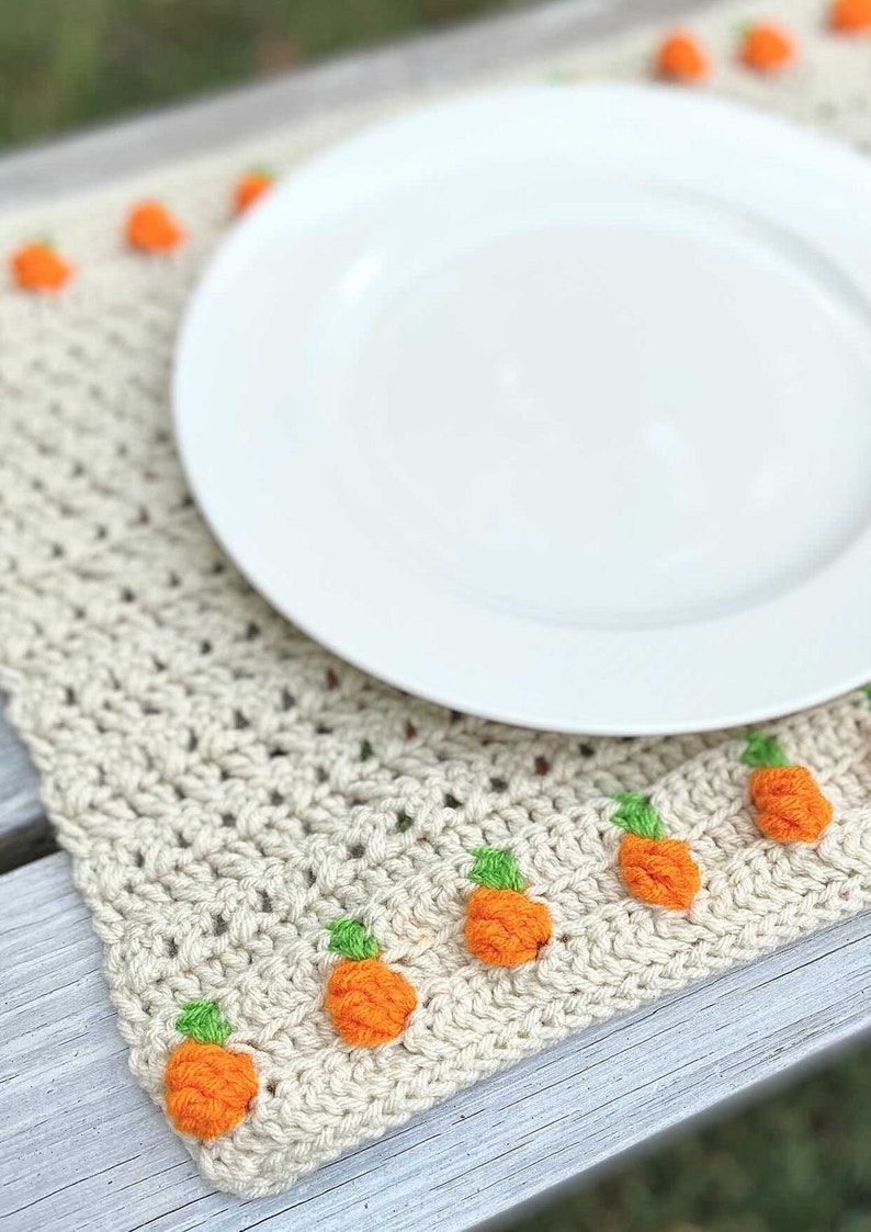 Crochet Placemat Pattern Crochet Pumpkin Placemat Fall Crochet Etsy