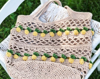 Crochet Summer Tote Pattern / Boho Tote Pattern / Pineapple Boho Pattern / Pineapple Market tote Pattern / Market Bag PDF / Pineapple Bag