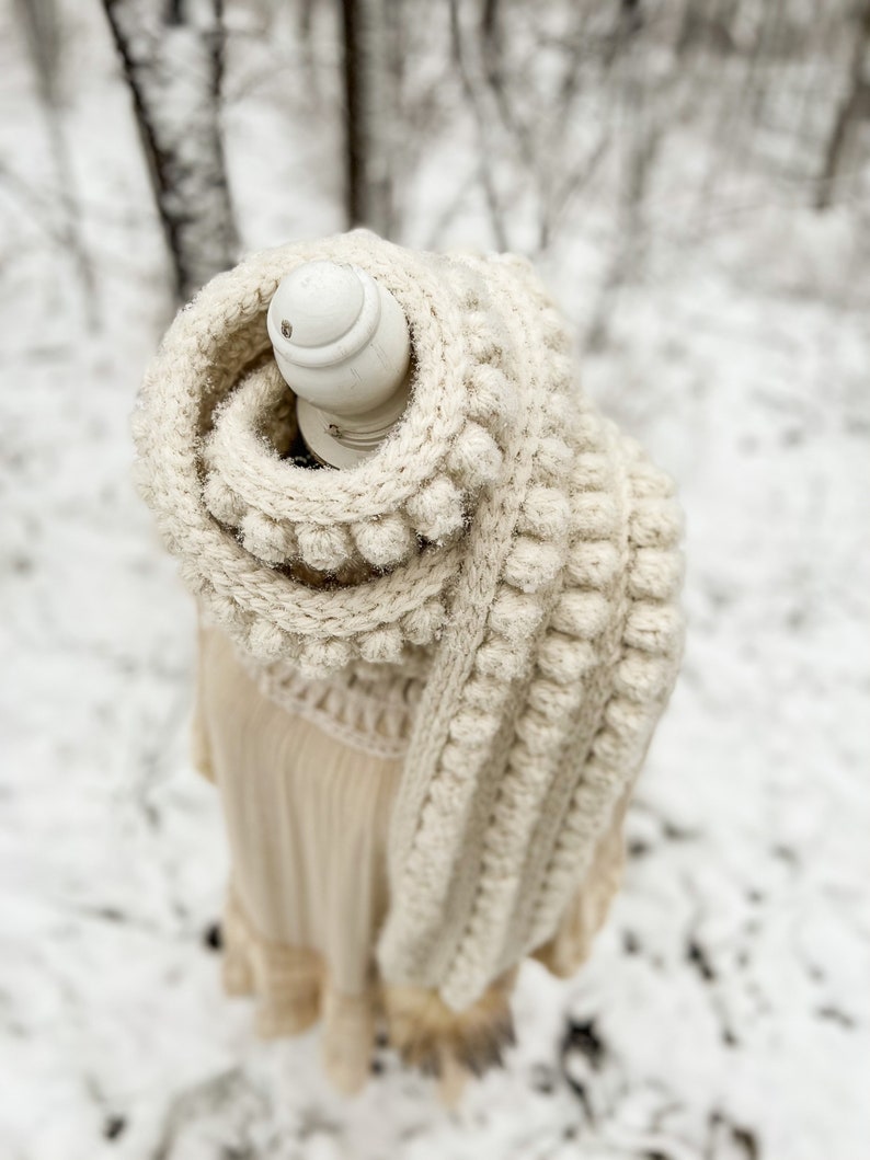 CROCHET PATTERN: Chunky Bobble Scarf Crochet Scarf Pattern Instant Download Full Crochet Tutorial image 5