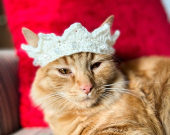 Crochet Cat Crown Pattern: Beaded Pet Hat, Photo Prop (Instant Download)