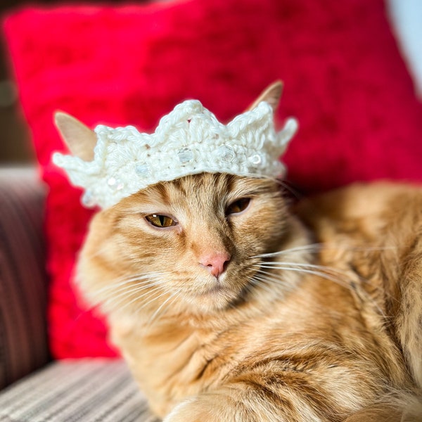 CROCHET PATTERN: Cat Crown | Crochet Cat Hat Pattern | Cat Beanie | Crochet Cat Toy | Cat Photo Prop | Instant Download