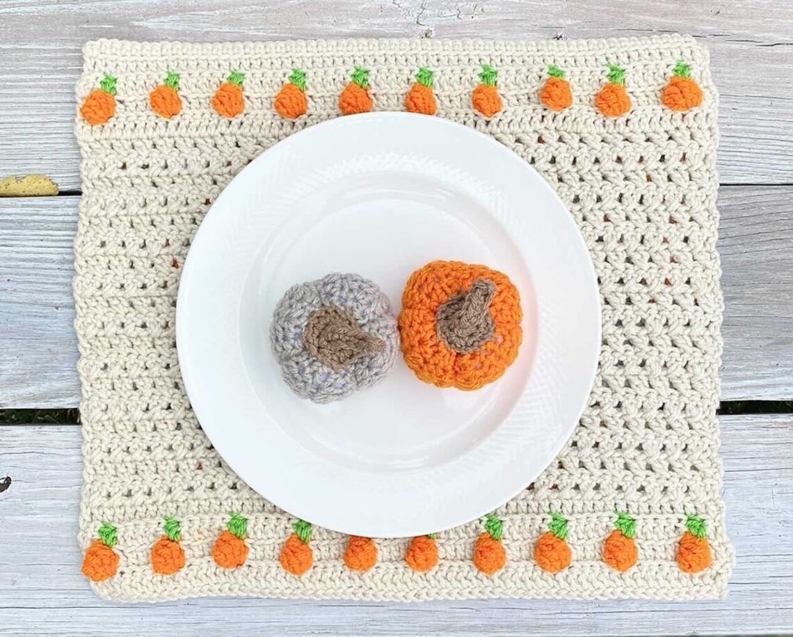 Crochet Placemat Pattern Crochet Pumpkin Placemat Fall Crochet Etsy