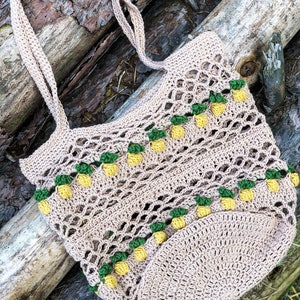 Crochet Summer Tote Pattern / Boho Tote Pattern / Pineapple Boho Pattern / Pineapple Market tote Pattern / Market Bag PDF / Pineapple Bag image 4