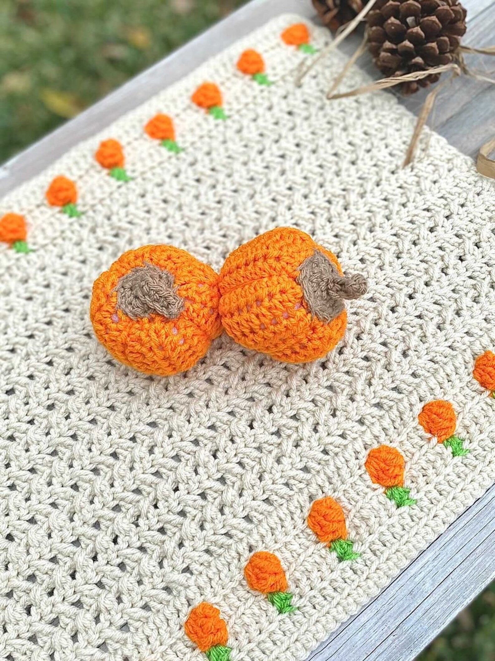 Crochet Placemat Pattern Crochet Pumpkin Placemat Fall Crochet Etsy