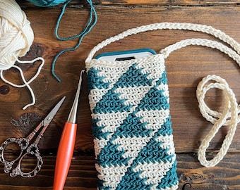 Crochet Phone Bag PATTERN | Crochet Phone Case | Crochet Phone Holder | Crochet Phone Pouch Pattern | Modern Crochet Pattern