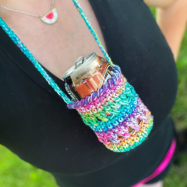 Crochet Beer Cozy Pattern: Lanyard Drink Holder (PDF Download)