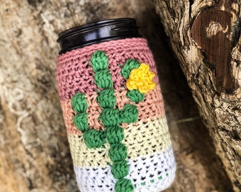 Crochet Cactus Mason Jar Cozy Pattern (PDF Pattern)