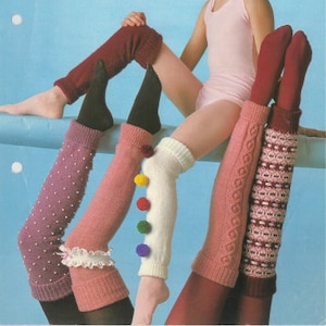 Ladies Girls Leg Warmers Striped Ribbed Fair Isle Tassled Dance