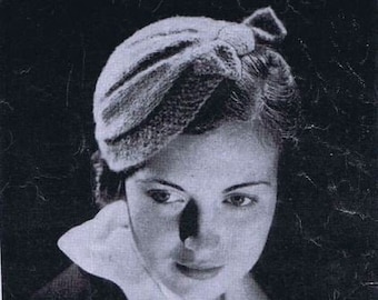 1930s Hat Knitting Pattern like Bette Davis wore INSTANT DOWNLOAD