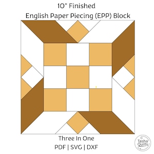 English Paper Piecing Template: 10&quot; Three in One (PDF, SVG, DXF)