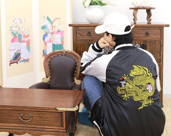 Geborduurd Sukajan-jack, Dragon & Hedgehog, casual bovenkleding