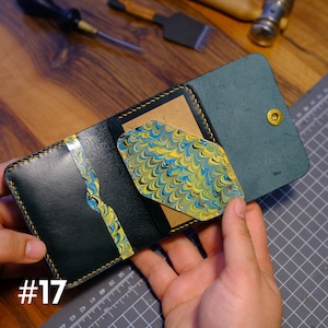 Colorful Man Leather Wallet for Valentines Day, Minimalist Front Pocket Wallet, Gift For Him, Personalized Card Holder, Green Bifold Wallet