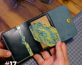 Cartera de cuero de hombre colorida para el día de San Valentín, billetera de bolsillo frontal minimalista, regalo para él, titular de tarjeta personalizada, billetera plegable verde