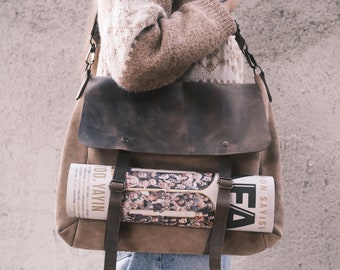 Suede Leather Messenger Bag, Brown Crossbody Bag, Handmade Shoulder Bag Case, Macbook Leather Bag, Travel Bag, Business Computer Bag