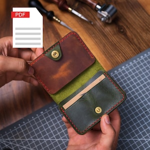 Plantilla de tarjetero bolsillo delantero cuero, tamaño A4 y carta, billetera corta Pdf, patrón de billetera, billetera media, tarjetero de cuero, cómo hacer