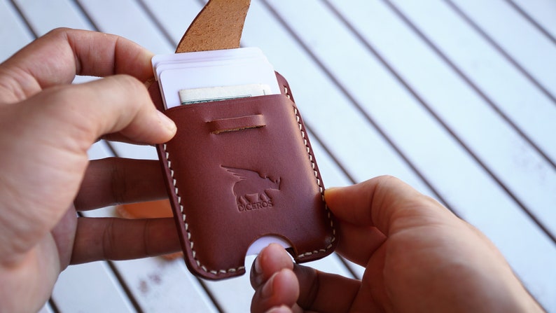 Minimalist Card Holder, Leather Card Holder, Personalized Wallet, Front Pocket Wallet, Card Case Wallet For Man, Handmade Card Holder burgundy