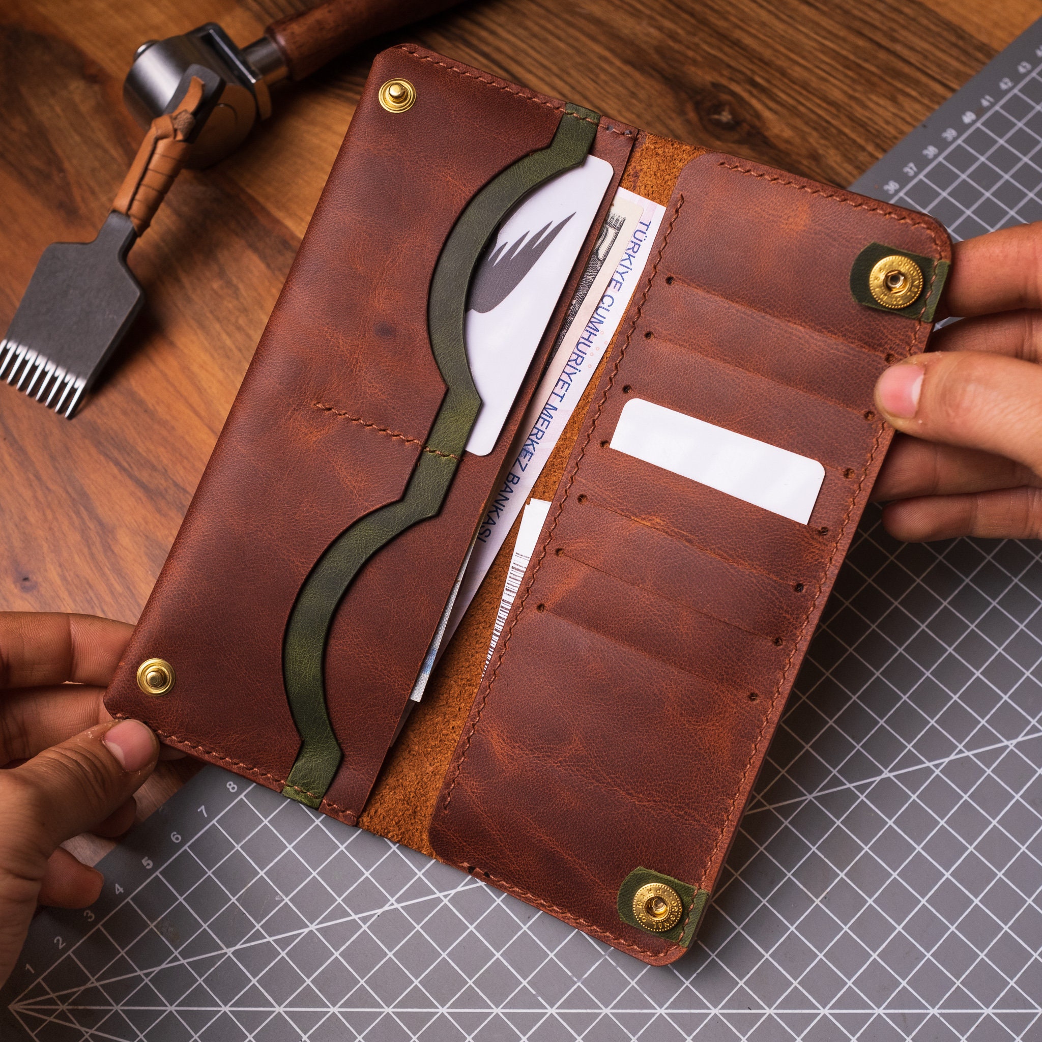 Valentine's Day Gift for Women Long Wallet, Handmade Leather Valentine's Day Gift for Women Long Wallet, Handmade Leather