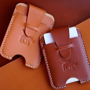 Minimalist Card Holder, Leather Card Holder, Personalized Wallet, Front Pocket Wallet, Card Case Wallet For Man, Handmade Card Holder Orange