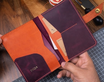 Funda de billetera de pasaporte, titular de pasaporte personalizado, funda de pasaporte, bolsa de viaje, regalo especial de amigos, regalo para él, billetera de cuero elegante