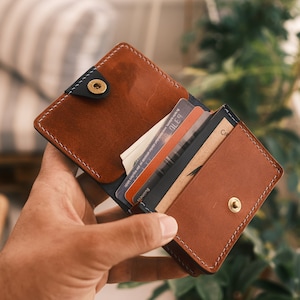 Personalized Leather Card Holder, Gift For Him, Fathers Day Gift, Blue Card Holder, Card Case, Colourful Wallet For Man, Leather Wallet