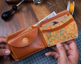 Cartera plegable especial para él, cartera de arte de mármol, regalo para hombres, regalo personalizado para novio, cartera colorida, cartera con monedero