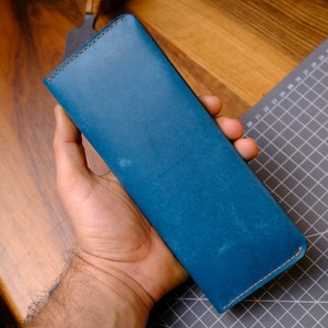 Cartera larga de cuero hecha a mano regalo para madre, tarjetero colorido, regalo energizante, cartera larga de embrague, regalo de color turquesa, cartera imagen 6
