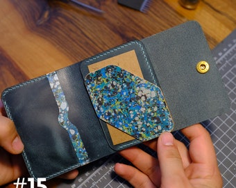 Cartera de hombre colorida para el día de San Valentín, billetera de bolsillo frontal minimalista, regalo para él, titular de tarjeta personalizada, billetera plegable verde aceite