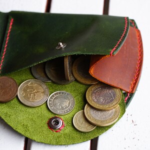 Cartera de bolsillo trasero con monedero, cartera para hombre, cartera de cuero verde, regalo personalizado para él, cartera de cuero plegable con monedero imagen 5