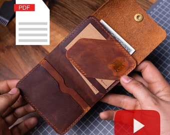 Plantilla de cartera Cuero, Tarjetero, Tamaño A4 y Carta, Cartera corta Pdf, Patrón de cartera Pdf, Cartera media, Tarjetero de piel, Cómo hacer