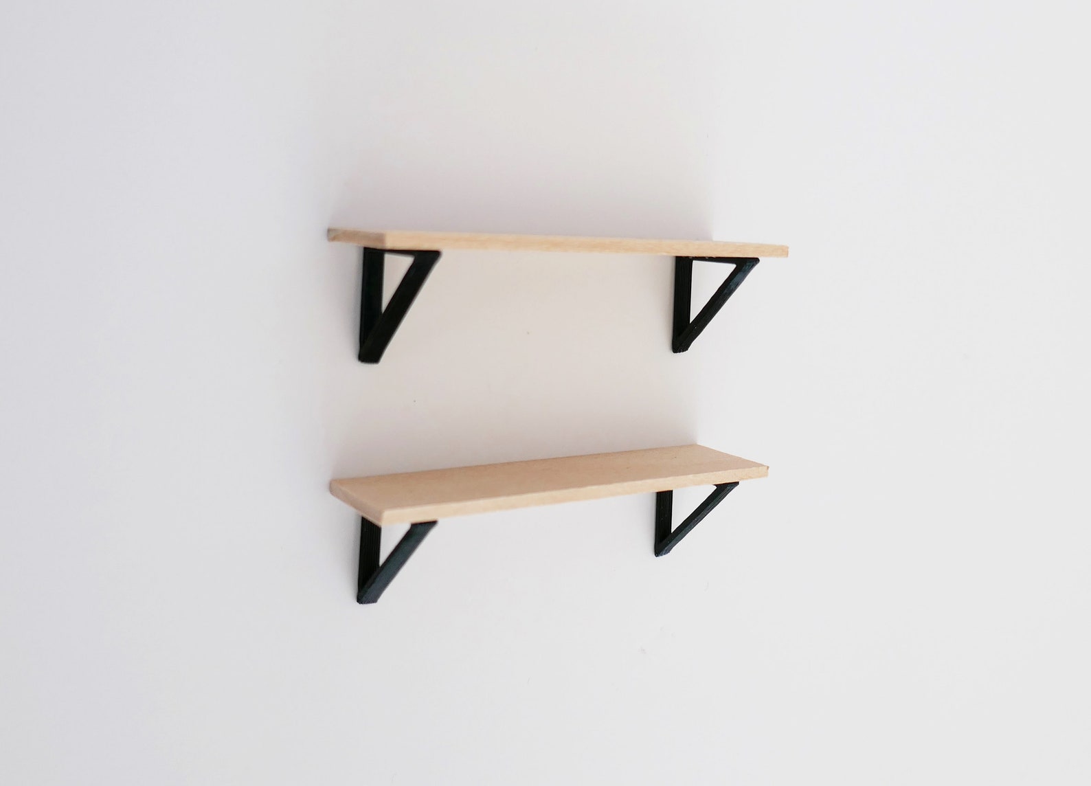 Miniature Wooden Shelf Black Bracket Modern Dollhouse Etsy