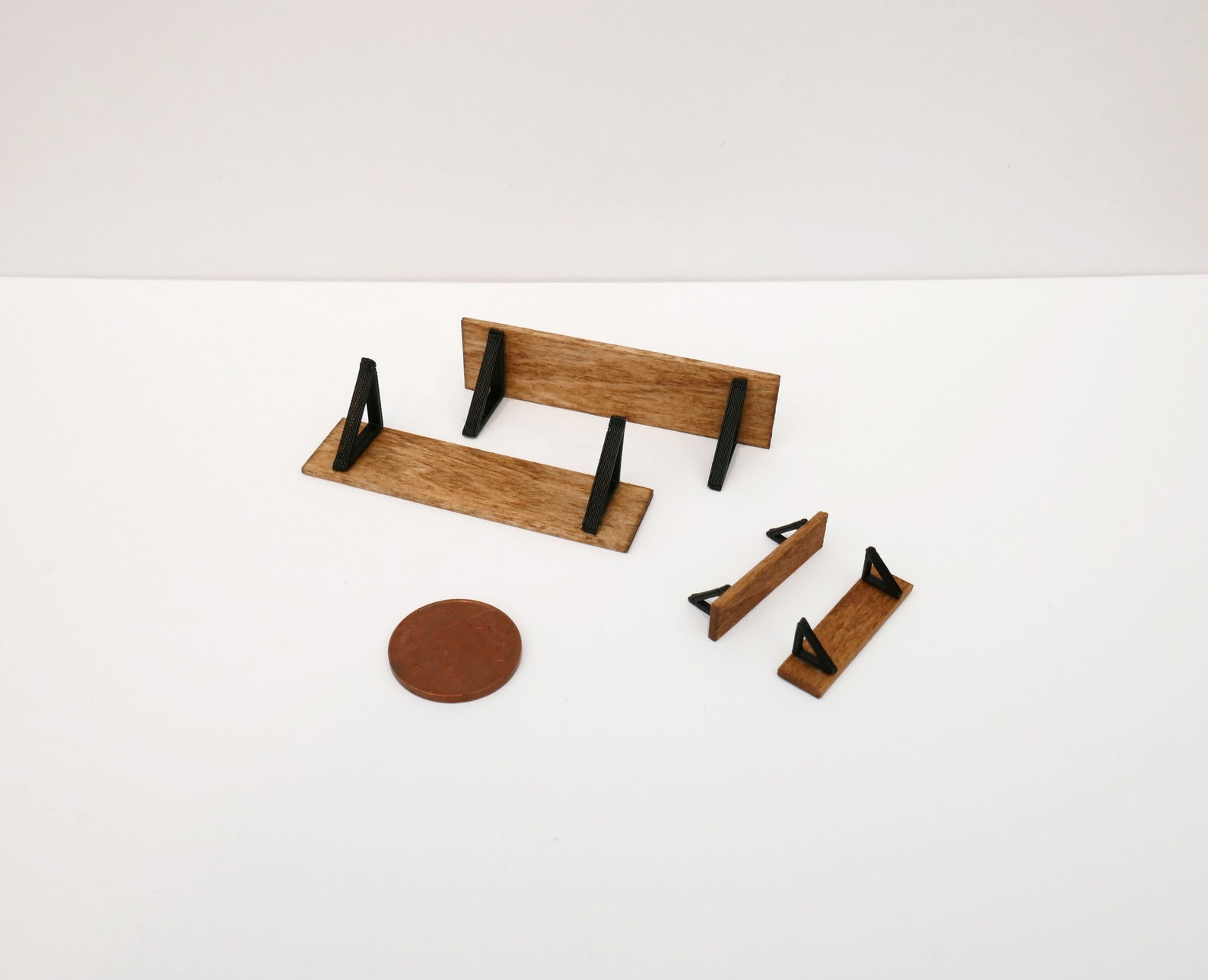 Miniature Wooden Shelf Black Bracket Modern Dollhouse Etsy