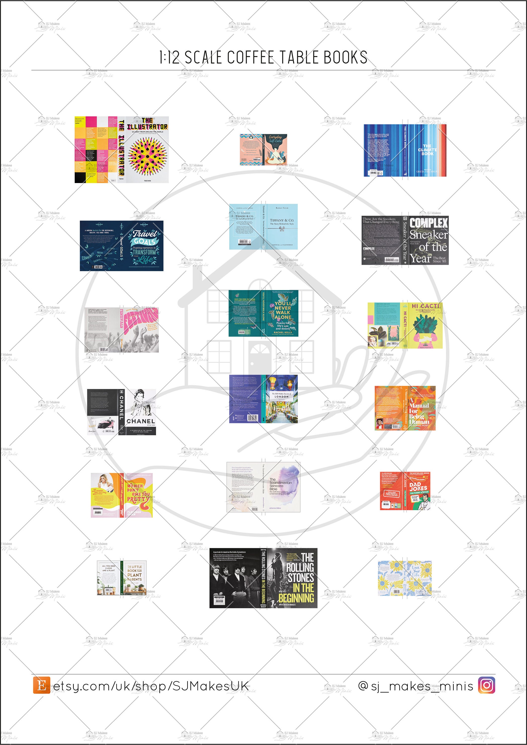 112 Scale Printable Coffee Table Book Covers Instant Etsy UK