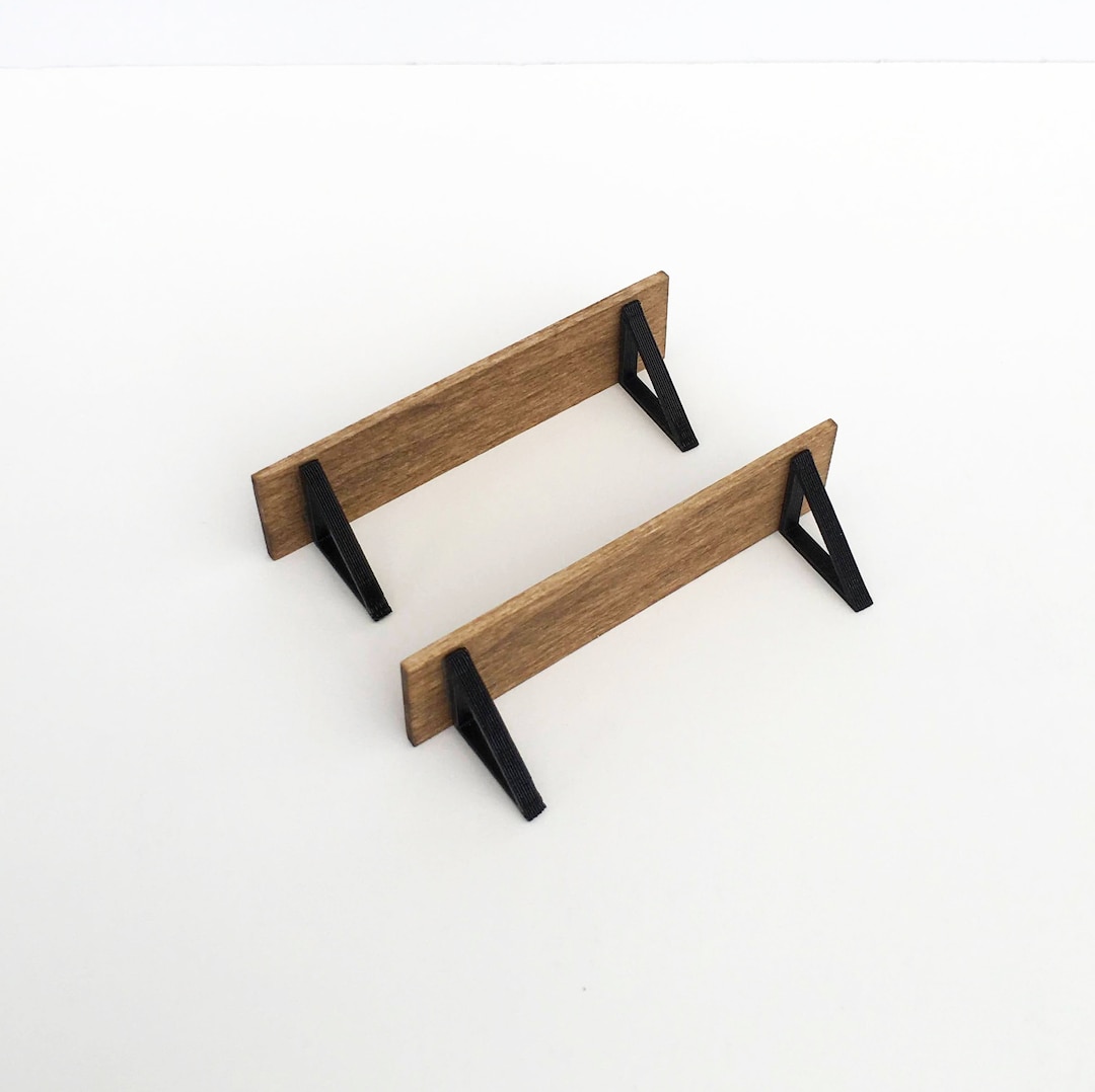 Miniature Wooden Shelf Black Bracket Modern Dollhouse Etsy