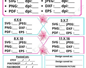 Planificador de anuncios de Etsy 8 x 10 Tamaño carta Jpeg, SVG, PNG, Pdf, Dxf 300 ppp