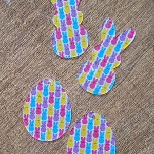 Easter bunny peep print clear acrylic earring connector blanks no hardware