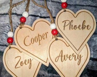 Valentine's Day personalized name tag gift tag ornament hanger